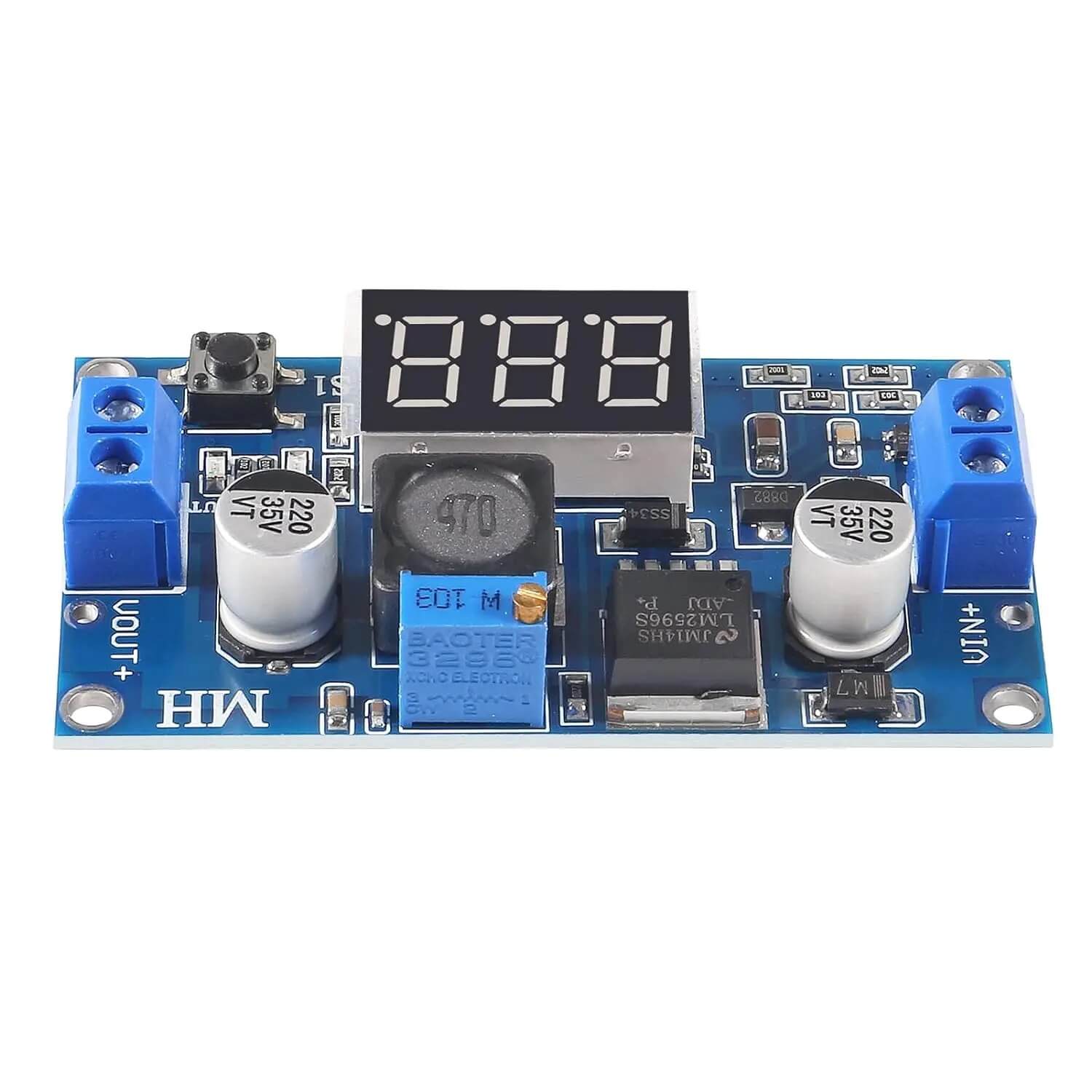 Módulo conversor DC-DC Step-down para 3A LM2596S com display - Entra 3.2 V~40V, sai 35V ~ 1.25V
