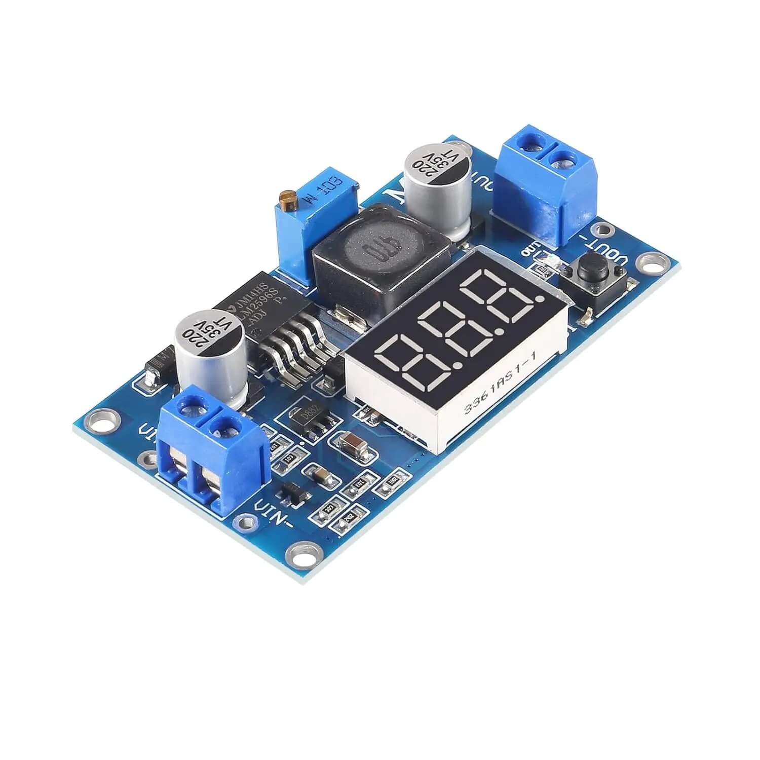 Módulo conversor DC-DC Step-down para 3A LM2596S com display - Entra 3.2 V~40V, sai 35V ~ 1.25V