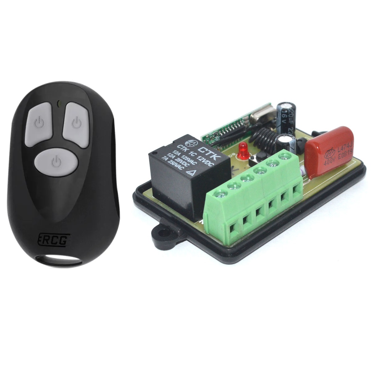 Controle remoto 3 botões + Módulo relê 1 canal RF 433Mhz 127V 220V RL01A-BIVOLT com entrada para ...
