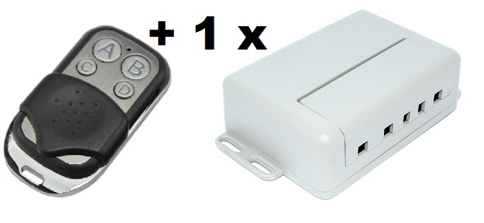 Kit controle remoto 4 botões + 1 x Módulo relê receptor RF - Rádio frequência de 2 canais 12V -...