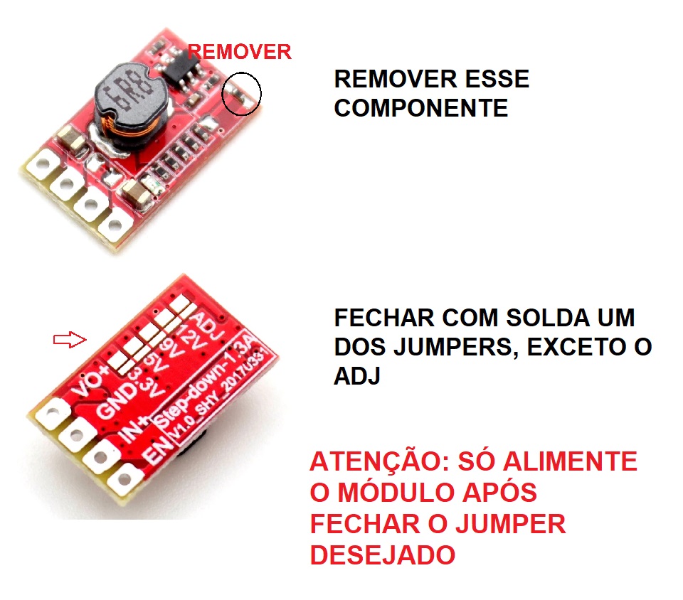 Mini Conversor Step Down Buck DC DC tensão selecionável 1A