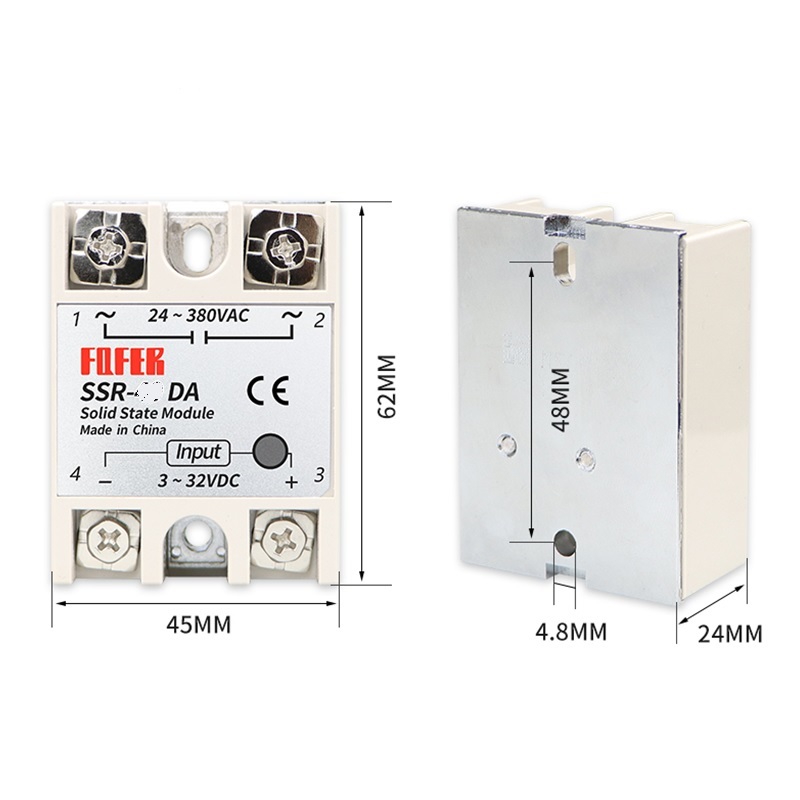 Relê de estado sólido SSR-25DA 25A 3-32V 24-380Vca