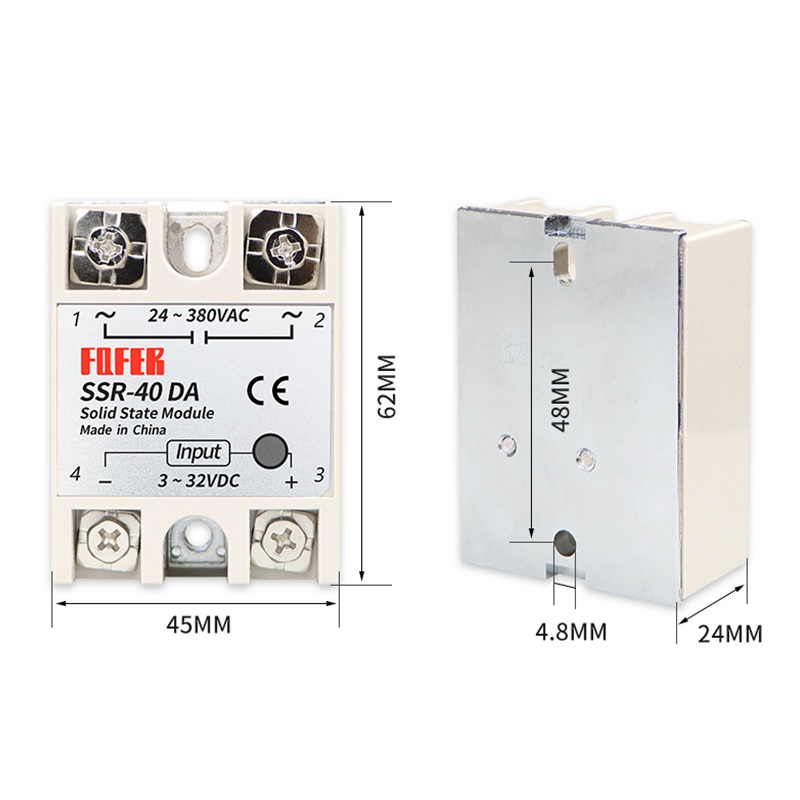 Relê de estado sólido SSR-40DA 40A 3-32V 24-380Vca