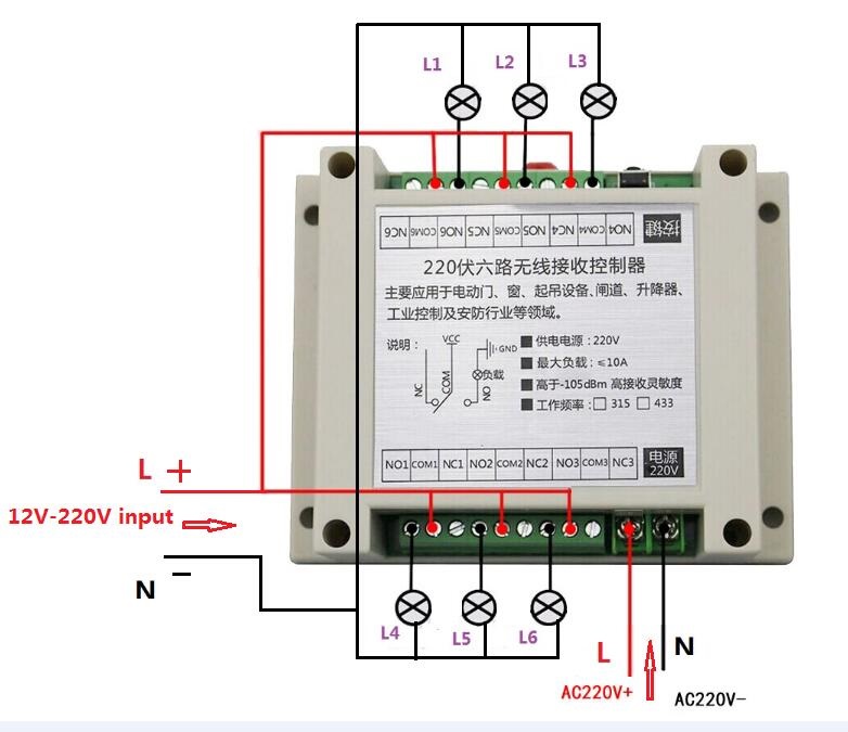 CONTROLE REMOTO RF COM RELES 6CH 220V