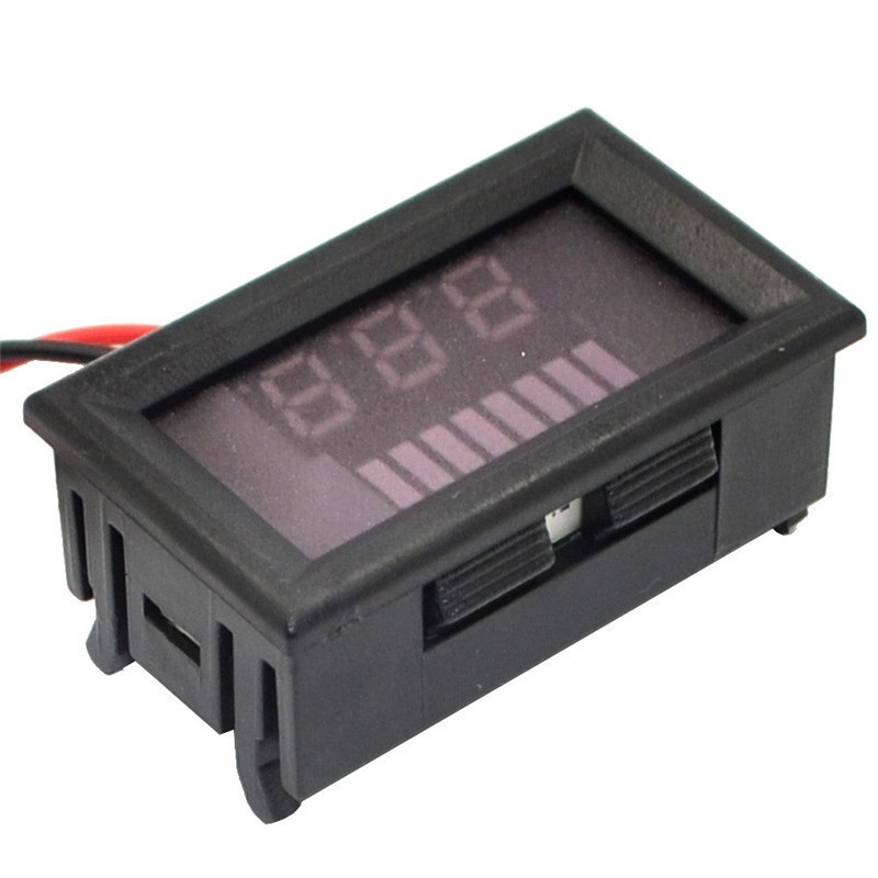 Voltímetro digital medidor de baterias 12V para painel com indicador em barras - Azul