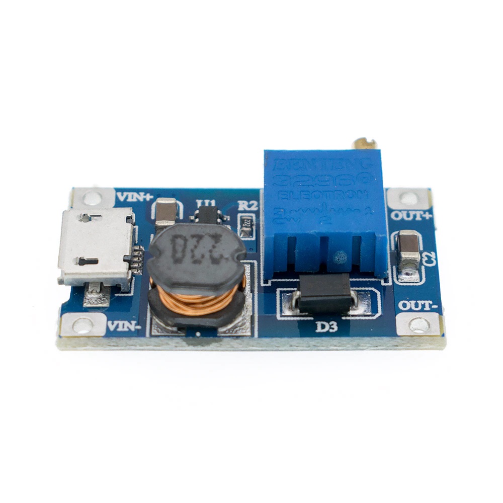 Módulo conversor DC-DC Step-up ajustável 2A - 2-24V para 5-28V - MT3608