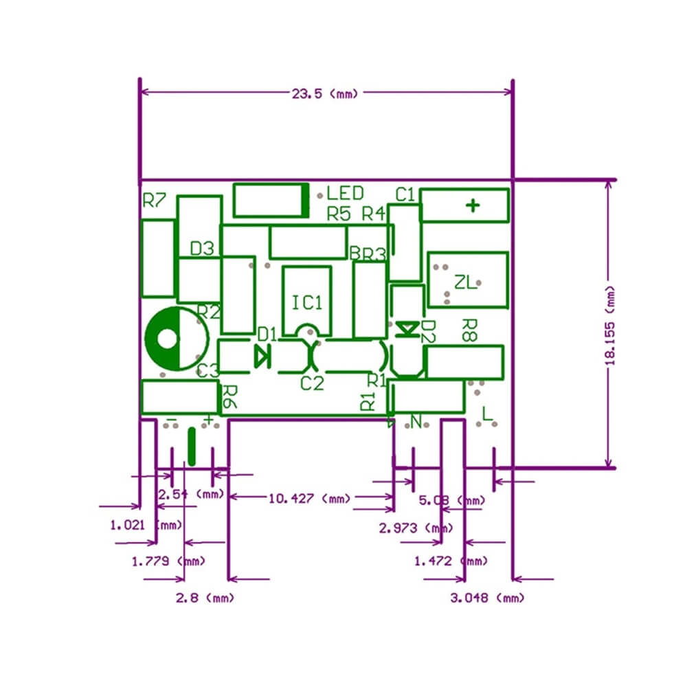 Mini Fonte de alimentação 50~277Vca Para 12V 3.5W 300mA