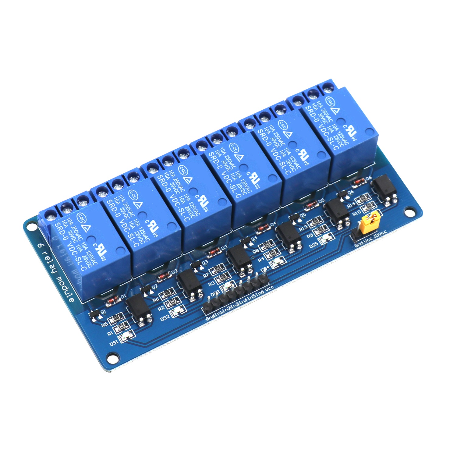 Módulo relê 6 canais 3.3V 10A
