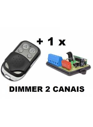 Controle remoto 4 botões + Módulo Dimmer 2 canais RF 433Mhz bivolt com entrada para interruptor DM...