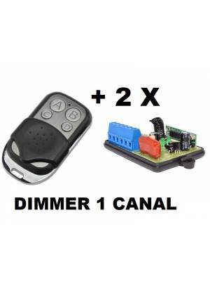 Controle remoto 4 botões + 2 x Módulo Dimmer 1 canal RF 433Mhz bivolt com entrada para interruptor...