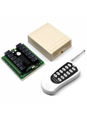 Módulo de relês de 12 canais 12V com controle remoto RF 433Mhz/315Mhz - Ideal para automação res...