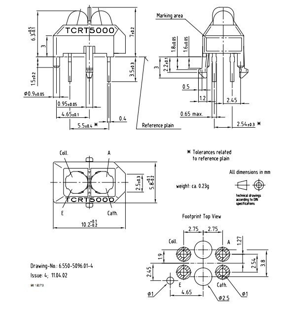 Kit 6 x sensor óptico reflexivo infravermelho (IR) TCRT5000 - Ideal para robótica com Arduino e PI...