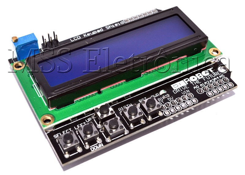 Arduino LCD keypad shield LCD 16x2 com teclado e código exemplo para Arduino